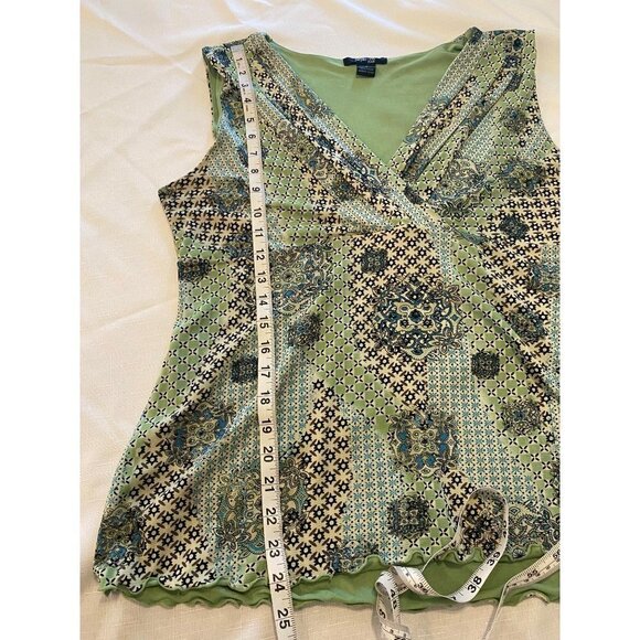 Style & Co. Green Paisley Sleeveless Top Petite Large - Picture 5 of 6
